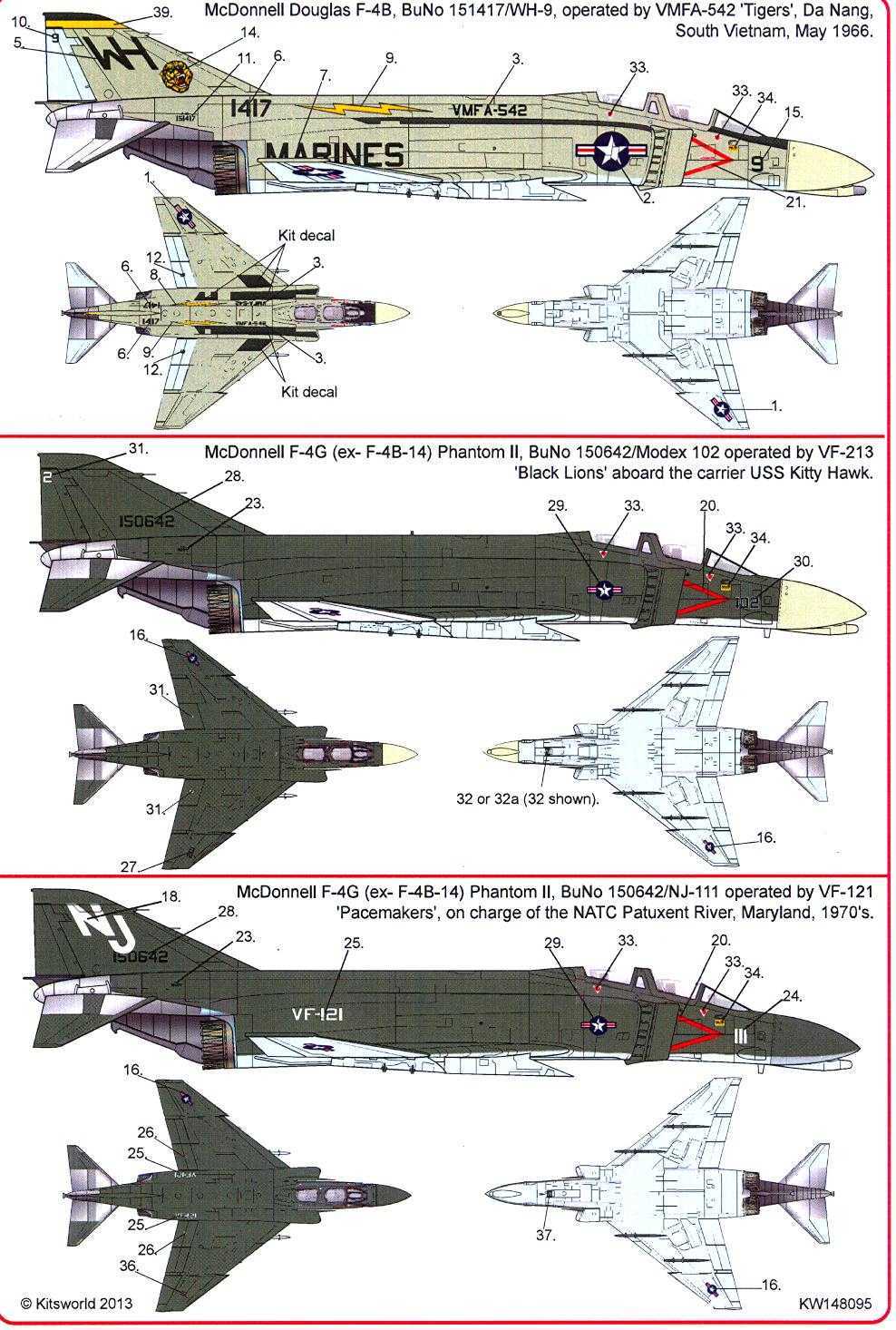 Kits World Decals Mcdonnell Douglas F Phantom Ii Part Ebay